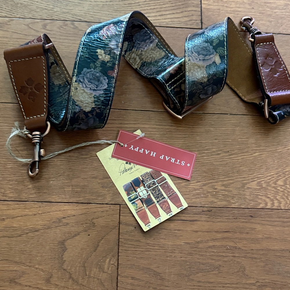 Patricia Nash Floral Guitar/bag strap - Brown and Blue multi color flowers